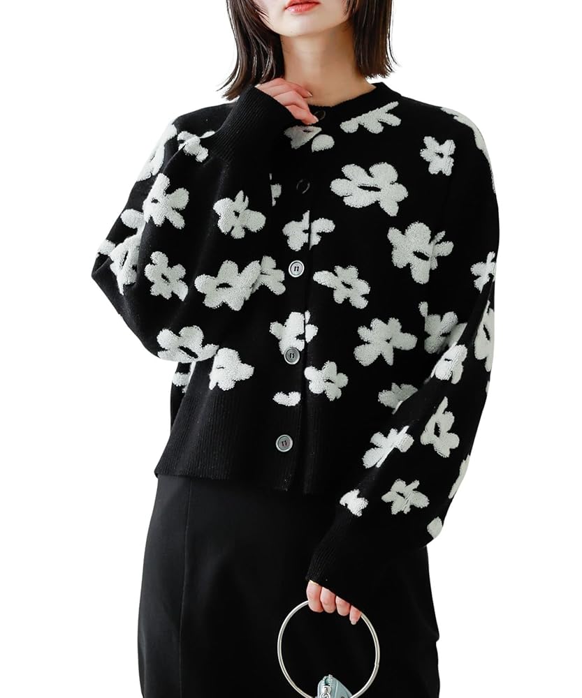 ドゥロワー　フラワー　花柄　ニット　ジャガード　カーディガン フラワージャガードニットカーディガン｜INGNI(イング) 公式通販